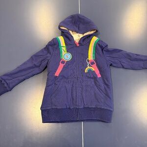 Size 9-10 Mini Boden Fun Shaggy-lined hoody. NIB/NWT